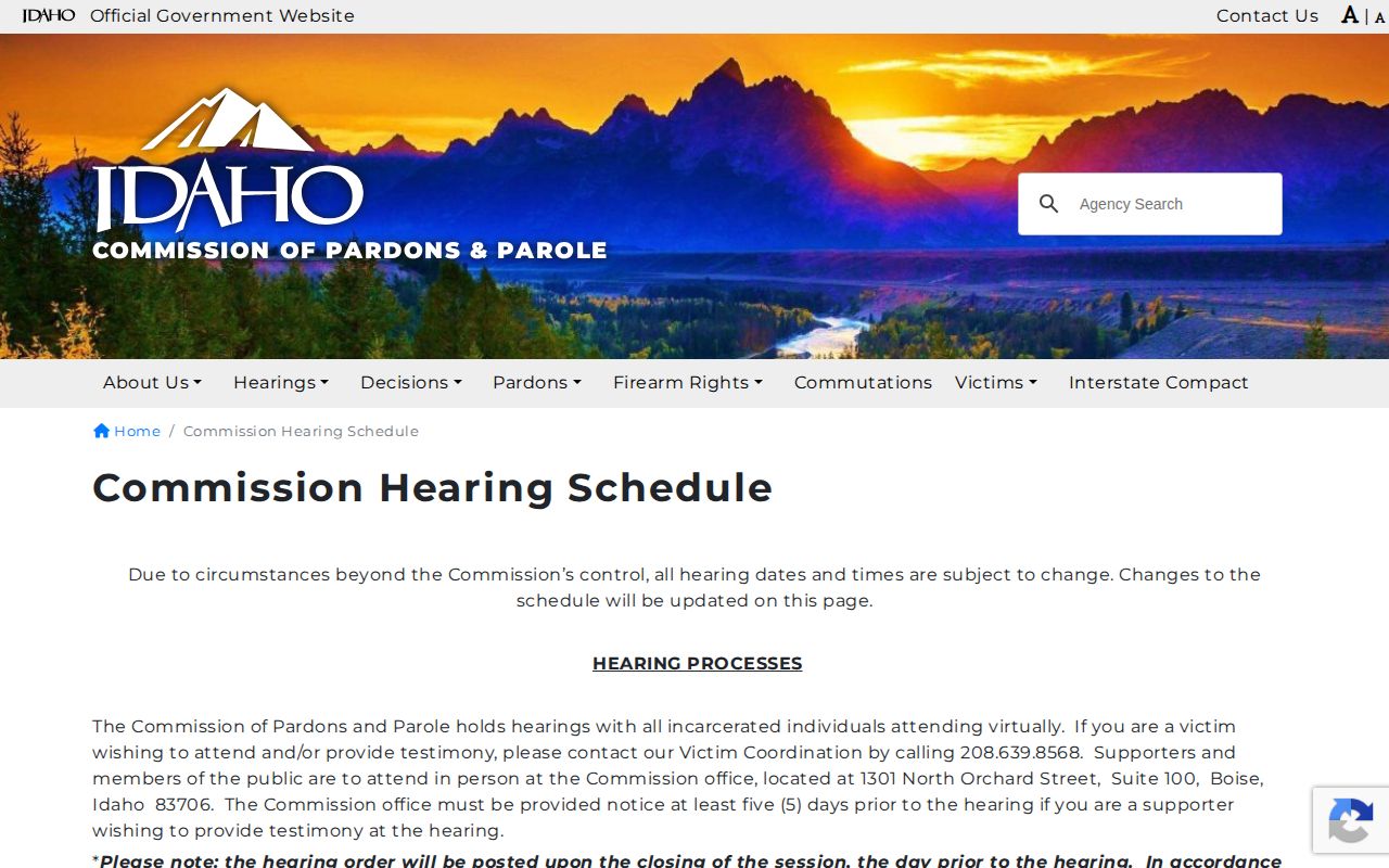Custer County post-release supervision parole hearing schedule